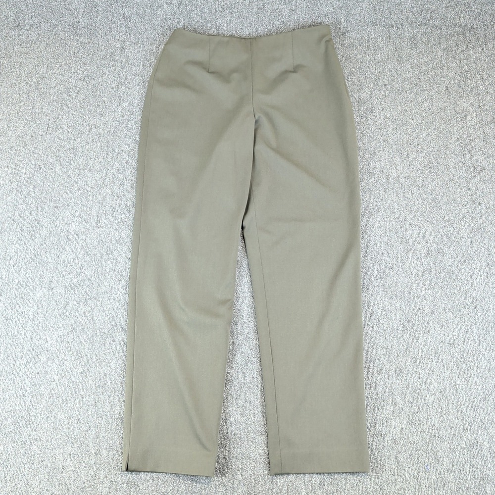 Real‎ Clothes Womens Dress Pants 12 Poly Rayon Olive Green Straight Leg Side Zip